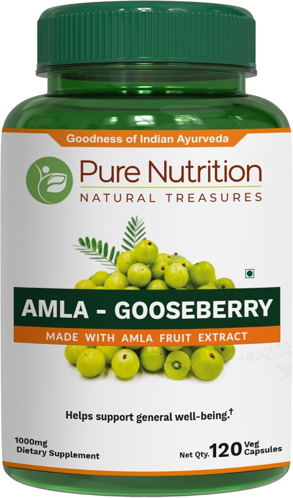 Pura Nutrición Amla Extracto 1000mg. (Equivalente a 8000mg Amla Fruit Powder) No GMO ← 120 Veg Caps.