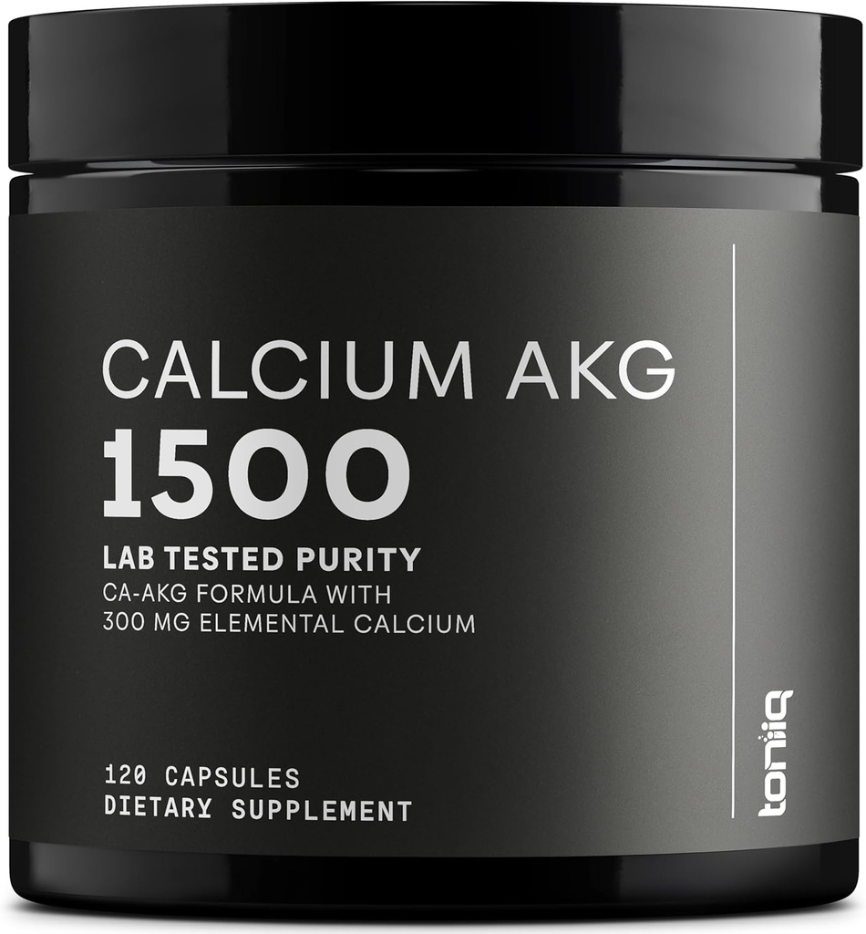 Toniiq 1500mg ultra alta pureza Ca AKG Suplemento - 99% + Altamente purificado y biodisponible Calcio Alpha-Ketoglutarate - Calcio AKG Longevity Suplemento - 120 Ca-AKG Vegetarian Capsules