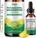 Potasio Magnesio Glycinate Suplemento-Alta Absorción Magnesio Complejo Líquido gota con Calcio, Potasio, Vitamina D3 &amp; Zinc para el sueño, Calambres, Musculos &amp; Energía, Sugar Libre Vegan 2 Fl Oz