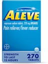 Aleve Pain Reliever & Fever Reducer Tablets, Naproxen Sodium, Headache, Back and Body Pain Relief Medicine, 270 Count