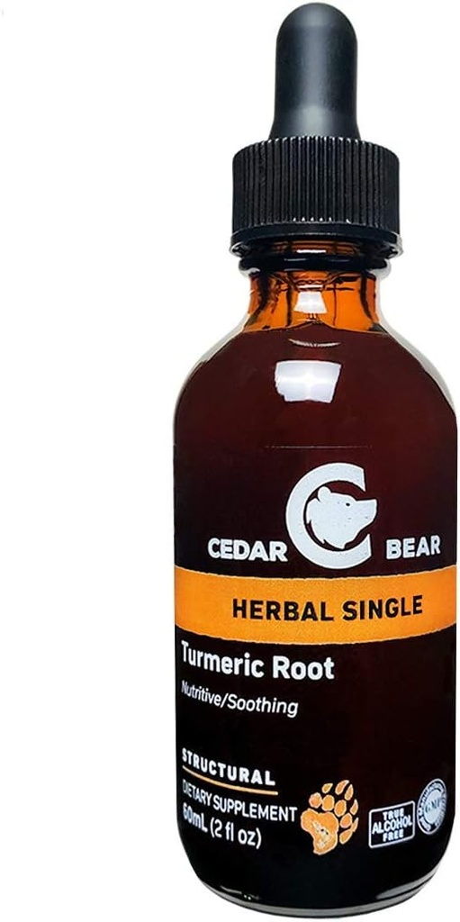 Cedar Bear Turmeric Root (Curcuma Longa) Suplemento Herbal Líquido que apoya la actividad celular sana, y estimula la función de inmuno 2 Fl Oz