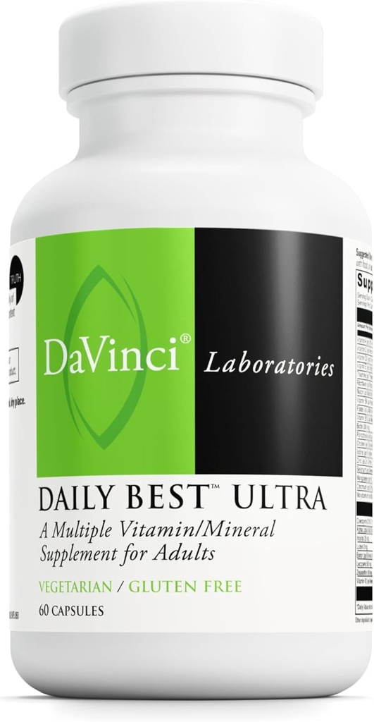 DAVINCI Labs Daily Best Ultra - Suplemento dietético para apoyar la salud cardiovascular, el metabolismo grasa y la salud ósea* - con vitaminas B, minerales, línea blanca, coQ10, hierro, licopeno - 60 cápsulas vegetarianas