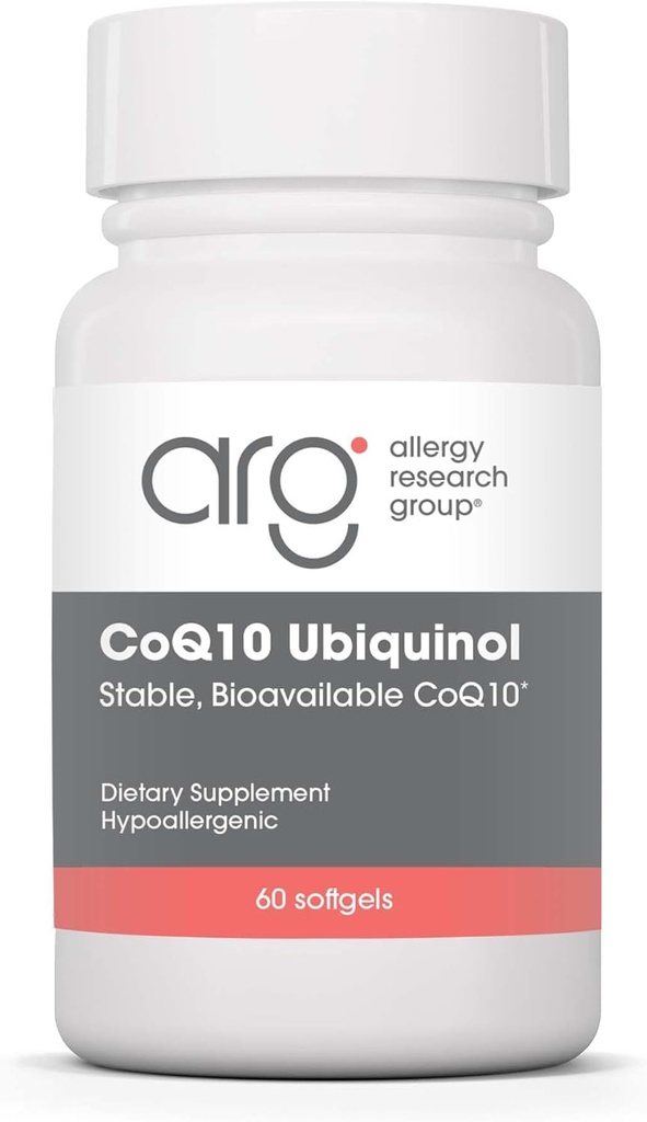 Allergy Research Group CoQH-CF Ubiquinol 100mg Supplement - Un-Oxidized CoQ10, Supports Cardiovascular Health, Immune System Support, Stable, Bioavailable, Softgels - 60 Count