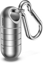Cadena de manguito pequeño llavero, JEINAPA Titanium impermeable Mini caja de poquetas portátiles caja de viaje Container, Nitroglycerin Tiny Metal Pill Box Organizador para camping al aire libre (Large, Estilo 3)