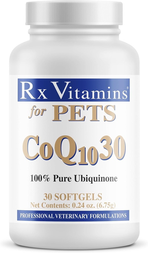 Vitaminas Rx para mascotas COQ10-30 para perros &amp; gatos - Farmacéutica Grado Ubiquinone - 30 Softgels