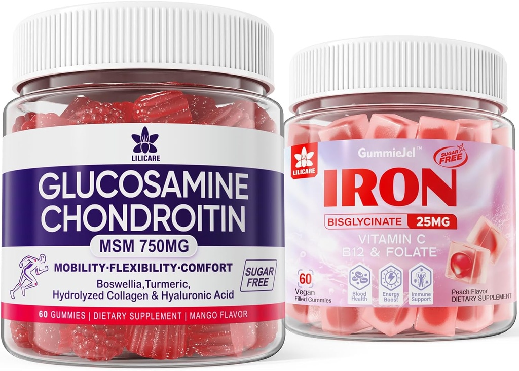 Glucosamina Chondroitin Gummies + Suplemento de Hierro para Mujeres