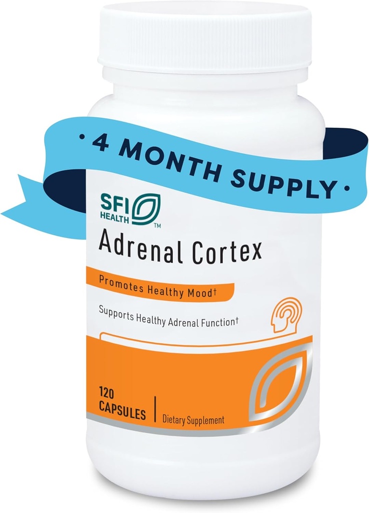 Klaire Labs SFI Health Adrenal Cortex - Complementos de Apoyo Adrenal para la Salud de Cortisol - Extracto Liofilizado Purificado y Libre de BSE de Pasture-Fed Bovine (120 cápsulas)