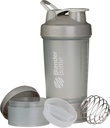 BlenderBottle Shaker Bottle con organizador de píldoras y almacenamiento para Protein Powder ProStak System, 22 onzas, Pebble Grey