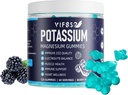 Potasio Magnesio Gummies, Potasio 120 Gummies Azúcar Libre para Hombres y Mujeres, Apoyo Legislativo &amp; Muscle & Heart Health, Magnesium Glycinate Gummies Best for Bedtime, Vegan, Non-GMO, Berry Flavor