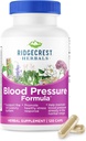 RidgeCrest Herbals Blood Pressure Herbal Formula, 12 Herbs, Poria Mushroom, Gastrodia, Gardenia, for Heart, Vascular, Circulation Health (120 Conde)