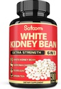 Satoomi 6 en 1 White Kidney Bean Extract Capsules -90 Capsules -3 Month Supply - Extra Blend with Olive Leaf, Green Coffee Bean &amp; Green Tea - Soporte Carb Scale Down