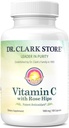Dr. Clark Vitamina C con Rose HIPS Suplemento – 1000mg, 100 Gelatin Capsules, Immune Support &amp; Antioxidant Protection