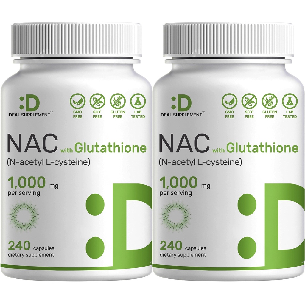 2 Pack NAC Suplemento (N-Acetyl Cysteine) 1000mg Servir con Glutathione reducido, 480 cápsulas