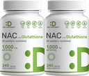 2 Pack NAC Suplemento (N-Acetyl Cysteine) 1000mg Servir con Glutathione reducido, 480 cápsulas