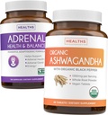 Adrenal " Ashwagandha (1-Month Supply) Calm " Energize Bundle - Adrenal Support with L-Tyrosine (120 Capsules) " USDA Organic Ashwagandha 1350mg Ashwagandha Root Powder per Serve (60 Capsules)