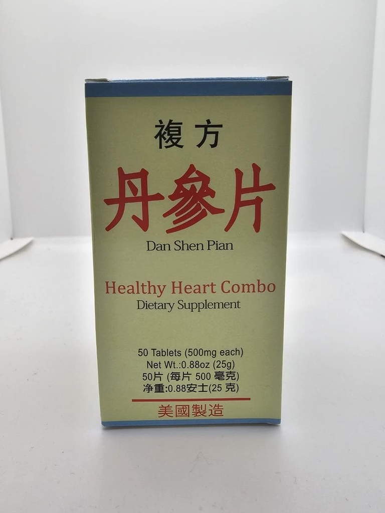 Fu Fang Dan Shen Pian Herbal Suplemento Ayuda a las funciones cardiovasculares y el sistema circulatorio, Quitar la estasis de la sangre, la molestia de pecho y Angina 50 Tablas 500mg/each Made in USA