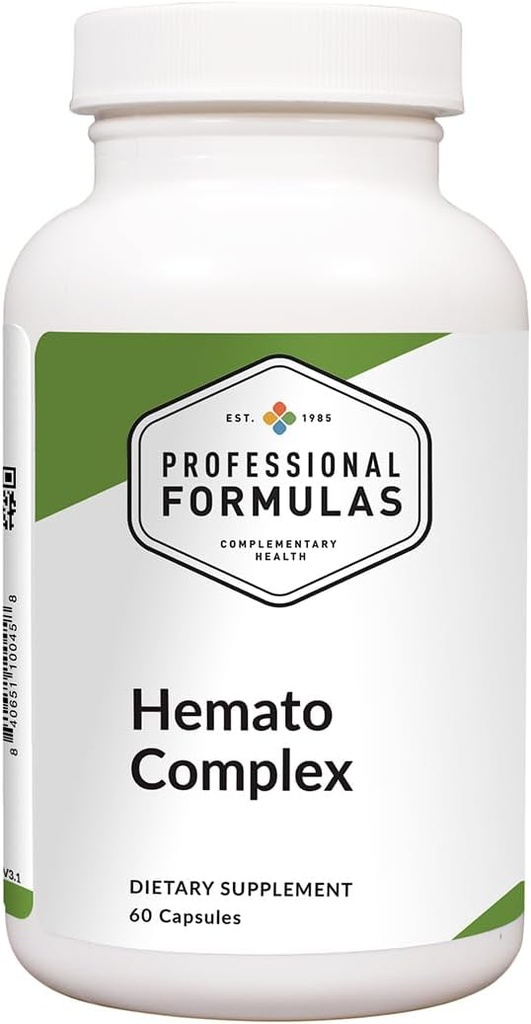 Complejo de hematomas de las Fórmulas Profesionales – Soporte integral de sangre con glandulares vivos, hierro, vitaminas B, folato " astragalus – promueve la formación de células rojas de sangre " Energía – 60 cápsulas
