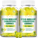 (2 Packs) Azúcar Citrus gratis Bérgamo Gummies para el colesterol saludable - Todos los Suplementos Naturales 25:1 Extracto de Italia Bérgamot Suplemento para el apoyo inmunológico Pectina Vegana sin azúcar