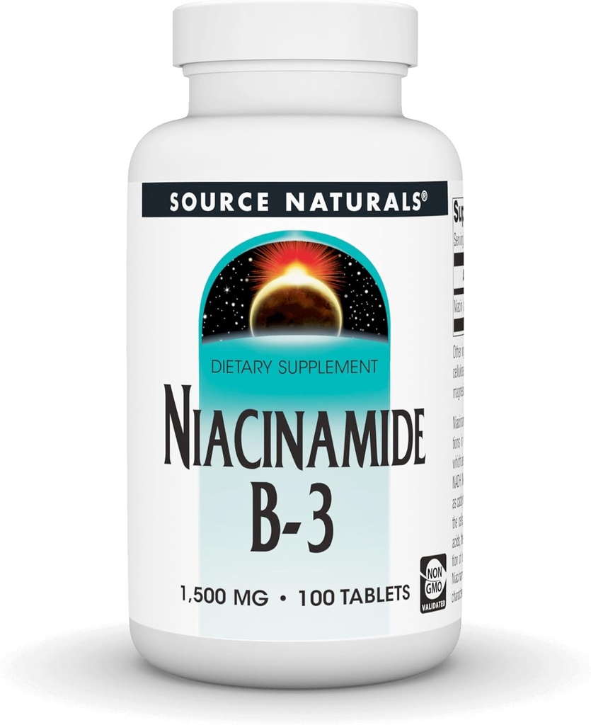 Fuente Naturales Niacinamide B-3-1500 mg, 100 Tabletas
