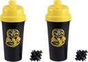Karate Kid Cobra Kai 25oz Botellas Protein Shaker para Mezclas Powder - Pack of 2 - Leakproof Lid Screw on Lids - Works for Smoothies, Energy Drinks, Workout Blends, Shakes - Officially Licensed