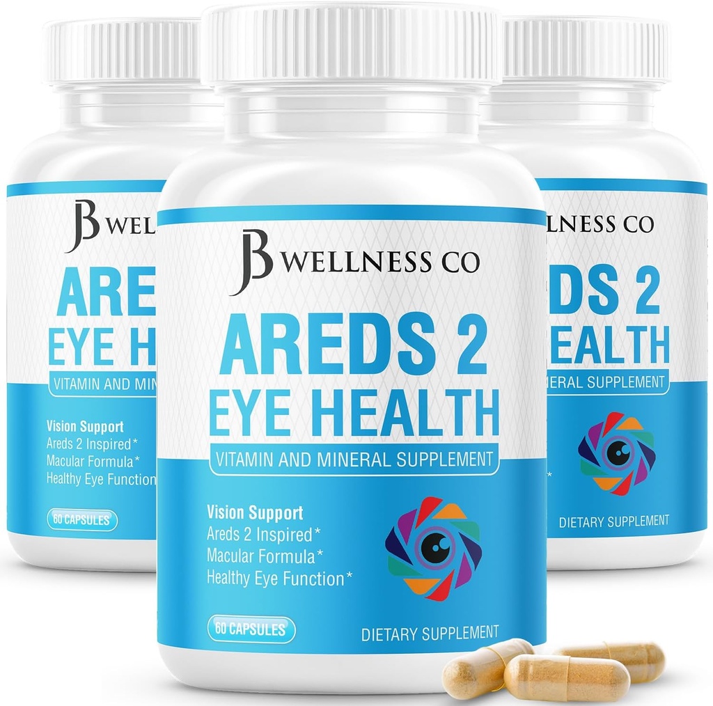 JB Wellness AREDS 2 Eye Vitamin & Mineral Supplement, Contains Lutein, Vitamin C, Zeaxanthin, Zinc & Vitamin Enhance Vision Supplement - 180 Count