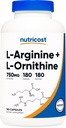 Nutricost L-Arginine L-Ornithine 750mg; 180 Capsules
