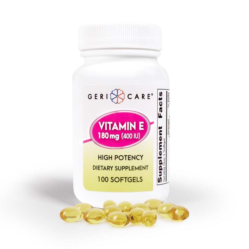 GeriCare High-Potency Vitamin E Capsules – 400 UI para Skin &amp; Immune Support, 180mg  100 Contador de vitamina E orgánica para mujeres y hombres