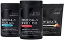 Sports Research Antártico Krill Oil Omega 3 Mini-Softgels 500mg con fosfolípidos, Choline, Astaxanthin, Triple Fuerza Omega 3 Burpless Fish Oil 1250mg, Sugar Free Multi Flavor Hydrate Electrolytes