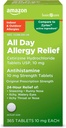 Atención básica All Day Alergy, Cetirizine Hydrochloride Tablets, Antihistamine, 10 mg, 365 Count (Packaging may vary)