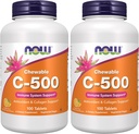 AHORA Suplementos, Vitamina C-500, Protección Antioxidante*, Sabor de Jugo Naranja, 100 Lozenges Chewable (Pack of 2)