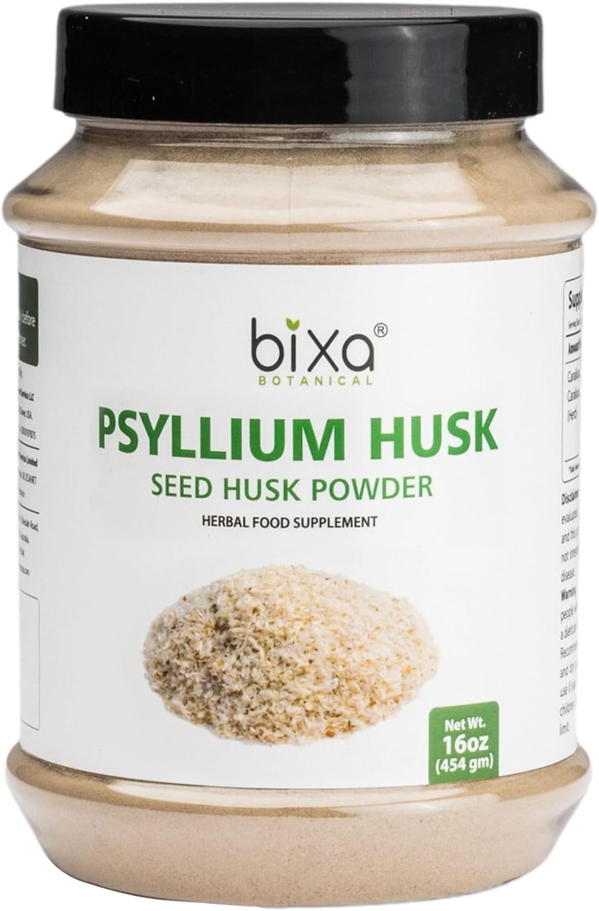 bixa BOTANICAL Psyllium Husk Powder ← Plantago Ovata ❌ Ayurvedic Herbal Supplement TEN Maintains Gut Motility ANTE 1 Pound / 16 OZ ANTE Gluten Free, Non-GMO, Steam Treated, Vegan, 100% Pure.