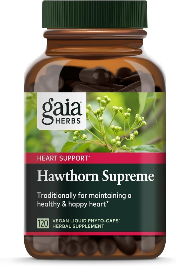 Gaia Herbs Hawthorn Supreme - Suplemento de Berry Hawthorn - con hierbas usadas tradicionalmente para apoyar la salud cardíaca* - 120 Vegan Liquid Phyto-Capsules (60-Day Supply)