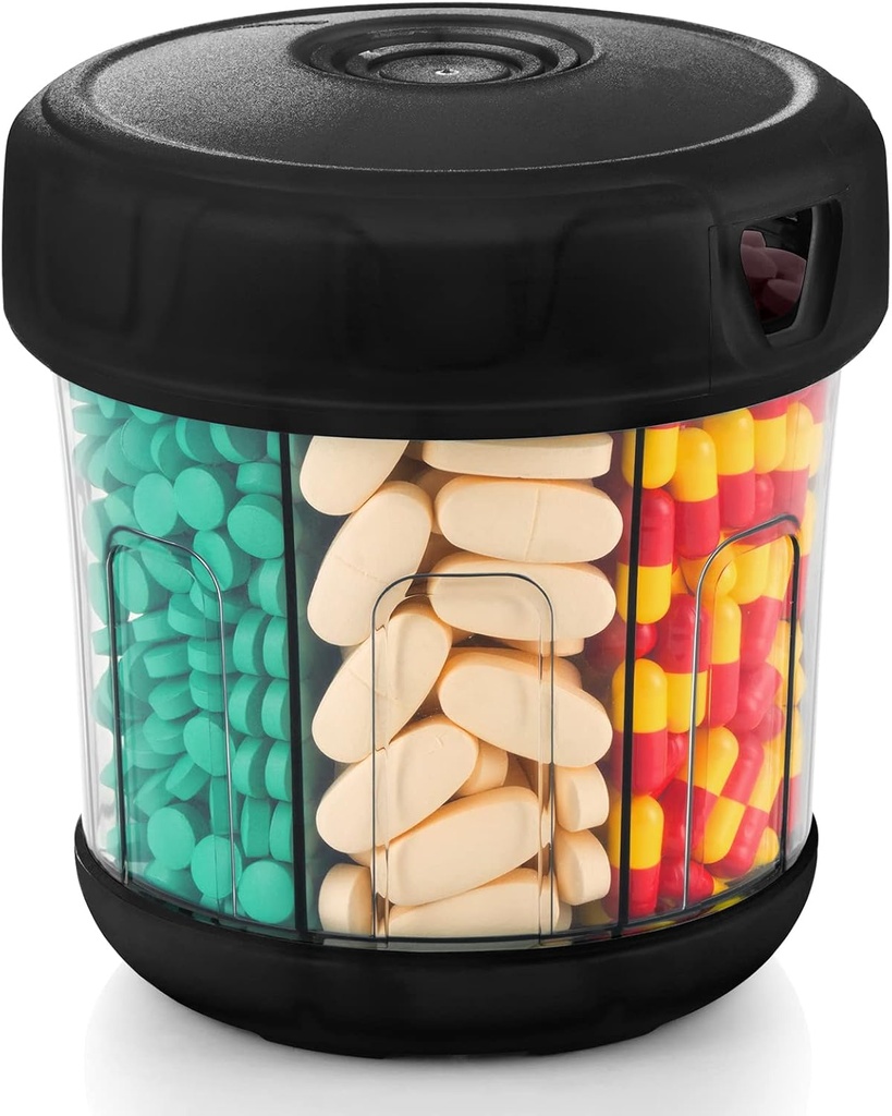 Extra Large Supplement Organizer with XL 7 Compartments, TPU Soft Lid Easy to Load and to Use Pill Dispenser, 1 Month Jumbo Vitamin Holder Medicine Organizer Storage