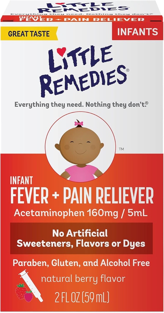 Little Remedies Baby Medicine, Infant Fever and Pain Relief with Acetaminophen, Berry Flavor, 2 Fl Oz