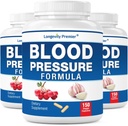[3-Bottle X 150 Caps] Longevity Blood Pressure Formula - Formula científicamente formulada con Hawthorn &amp; 12+ Herbs naturales de calidad