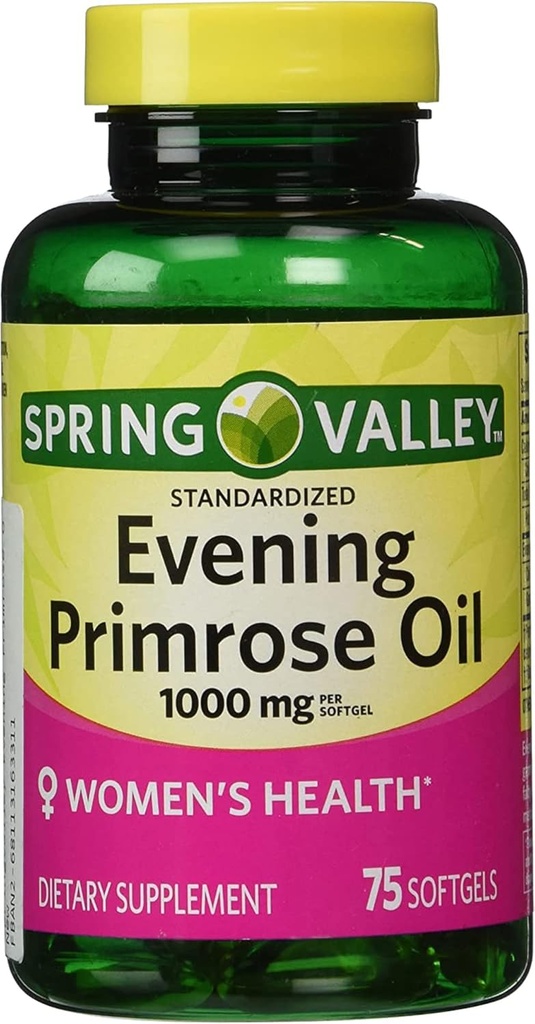 Evening Primrose Oil Women's Health Dietary Supplement Softgels, 1000 mg, 75 Count