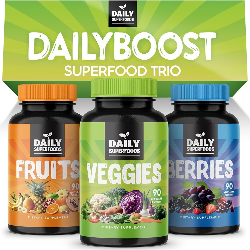 DailyBoost - 42 Suplemento completo de frutas y verduras con bayas para la energía natural - Balance del 100% Frutas y verduras cápsulas de la naturaleza - Made in The USA