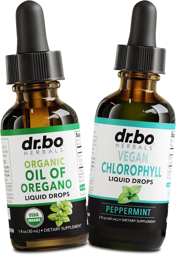 Oregano Oil Organic Liquid Drops " Chlorophyll - Oil of Oregano Drops Tincture Extract " Vegan Chlorophyll Liquid Body Detox Cleanse Immune Support - Digestive Gut Health Odor Cleanse Suplemento