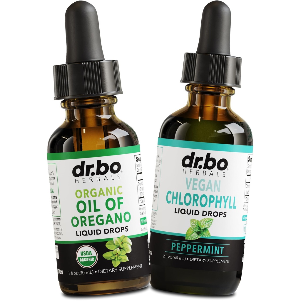 Oregano Oil Organic Liquid Drops " Chlorophyll - Oil of Oregano Drops Tincture Extract " Vegan Chlorophyll Liquid Body Detox Cleanse Immune Support - Digestive Gut Health Odor Cleanse Suplemento