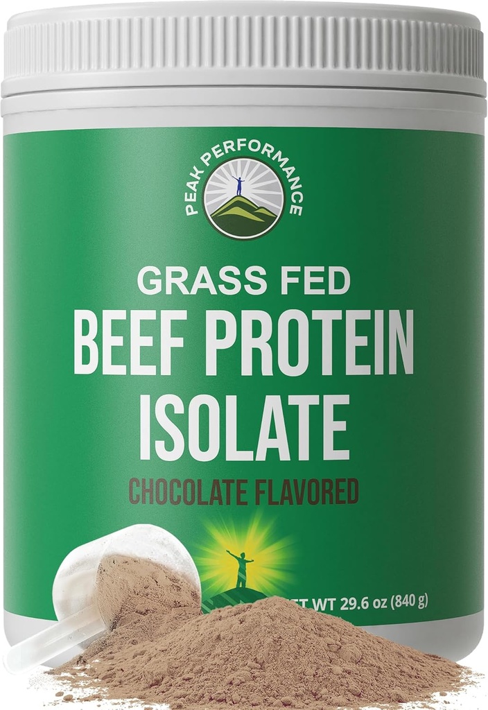 Grass Fed Beef Protein Powder - Lactose Free Great Tasting Beef Protein Isolate. Complete Animal Based Non Dairy Paleo Carnivore Supplement for Prime Muscle Building. No Whey. Chocolate Flavor