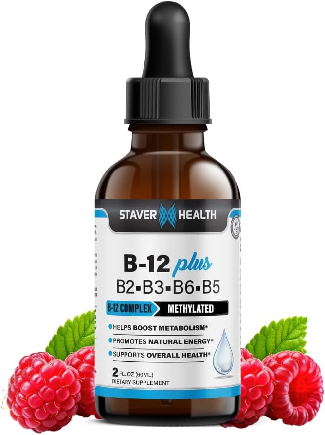B12 Plus Liquid Vitamina B Complex Suplemento - B Complex Vitamin Supplement - 2 Month Supply - Energy Support Supplement - Vegan - Non-GMO - Gluten Free - 2 Fl Oz