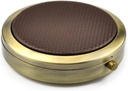 Retro Compact Pill Case with Mirror for Purse Travel Medicine Organizer (Coffee)