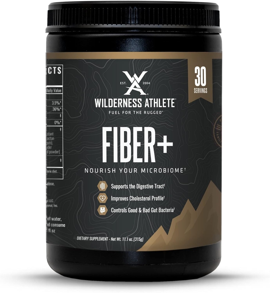 Wilderness Athlete Fiber+ ← Soluble & Insoluble Fiber Supplement for Women &amp; Hombre - Prebiotic Fiber Powder for Digestive Support - Daily Drink Mix - Dietary Powder Unflavored