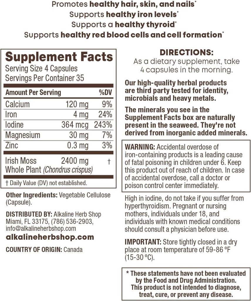 Sea Moss Suplemento 140 cápsulas