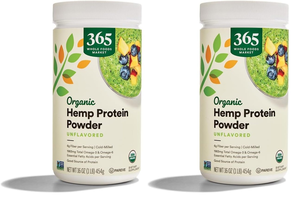 365 por Whole Foods Market, Protein Powder Hemp Organic, 16 Ounce (Pack of 2)