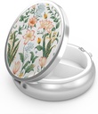 Caja de Píldora 3 Caja de Píldora de Medicina de Compartimiento,Portable for Pocket or Purse Pill Box Decorative Metal Medicine Vitamin Organizer Unique Gift(Floral Flower)
