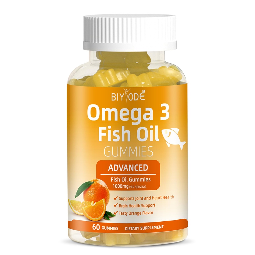 Omega-3 Fish Oil Supplements: Pure 1000mg Omega-3 Gummies Support Heart Joint Eye Brain Immune Health 60 Gummies 30 Day Supply