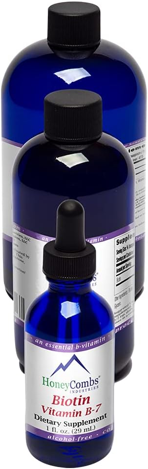 HoneyCombs Vitamina B7 (Biotin) gotas – Liquid Biotin Hair, Skin, Nails Supplement – Digestion & Hair Vitamins - Alcohol-Free, Non-GMO Vitamin Liquid for Healthy Hair, Skin and Nails, 8 Fl Oz.