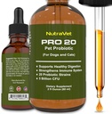 Probióticos para perros y probióticos de gato - 120 porciones (1/2ml). 100% Natural Digestive Enzymes for Gas Relief and Healthy Digestion. Prebióticos a través de vitaminas líquidas para el estreñimiento " Líquido