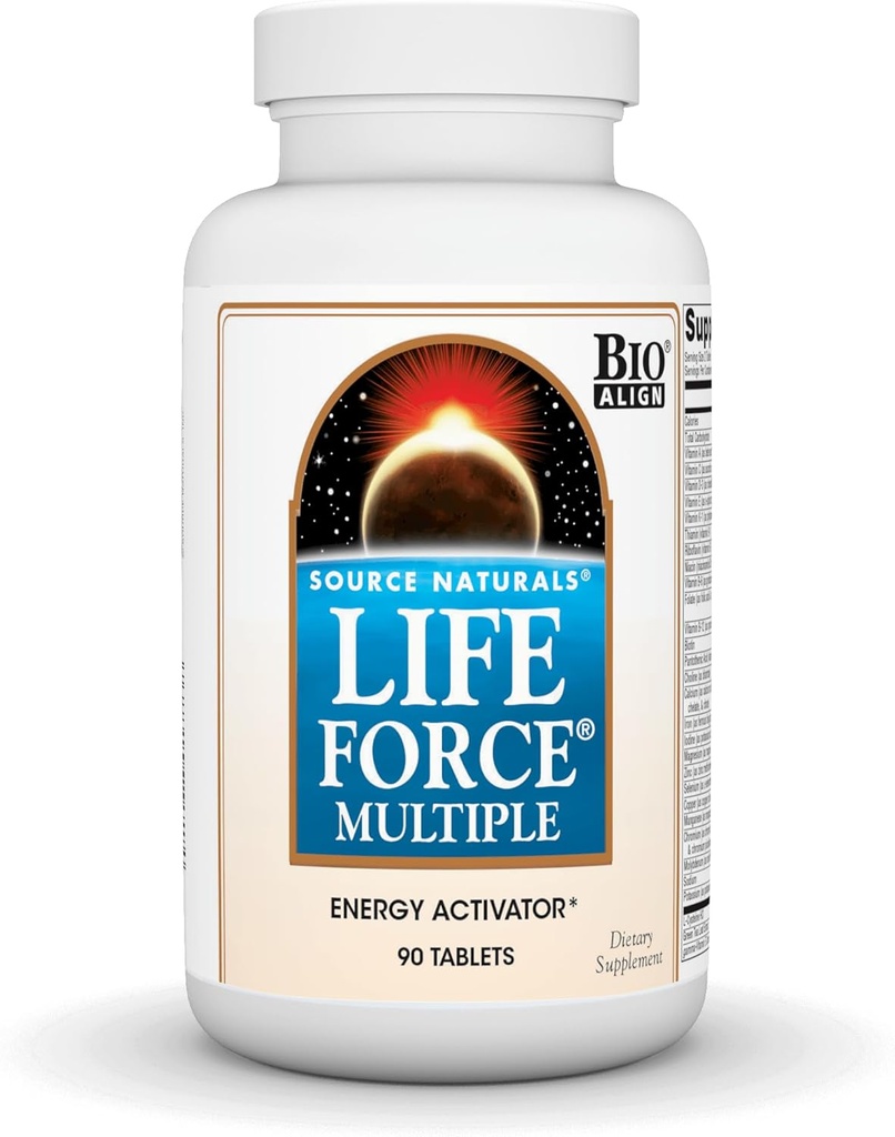 Fuente Naturals Fuerza de Vida Múltiples Vitaminas Esenciales Multivitamínicas, Minerales, Antioxidantes & Nutrientes - Energía &amp; Inmune Boost - 90 Tabletas